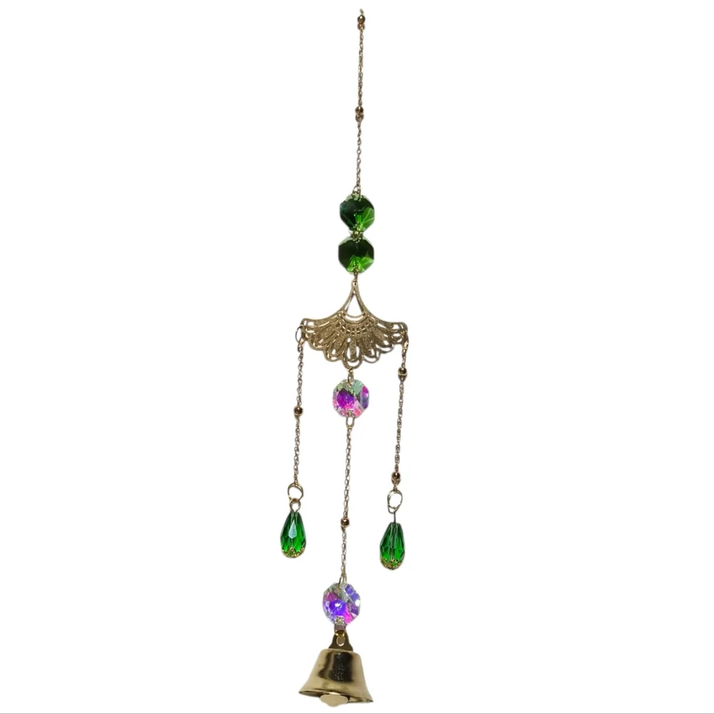 Hanging Crystal Bell Suncatcher Ornament iridescent